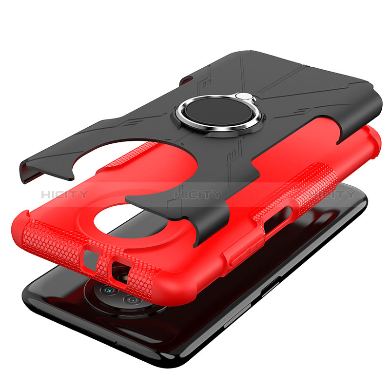 Funda Bumper Silicona y Plastico Mate Carcasa con Magnetico Anillo de dedo Soporte JX1 para Xiaomi Redmi Note 9 5G