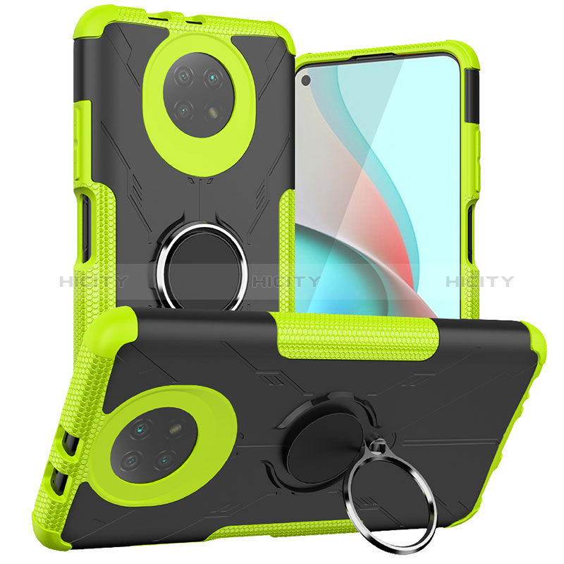 Funda Bumper Silicona y Plastico Mate Carcasa con Magnetico Anillo de dedo Soporte JX1 para Xiaomi Redmi Note 9 5G