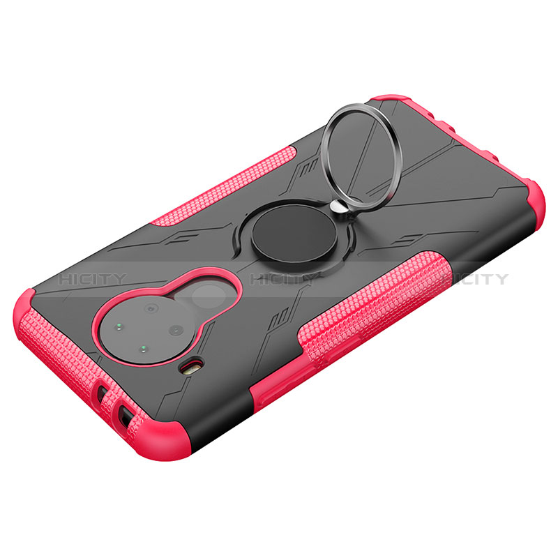 Funda Bumper Silicona y Plastico Mate Carcasa con Magnetico Anillo de dedo Soporte JX2 para Nokia 5.4