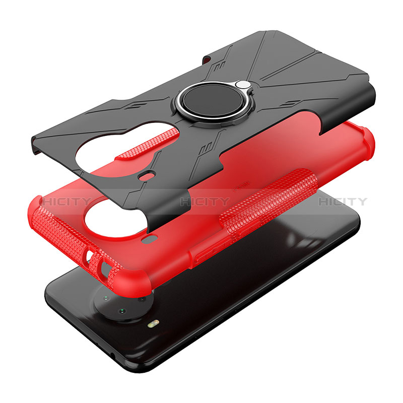 Funda Bumper Silicona y Plastico Mate Carcasa con Magnetico Anillo de dedo Soporte JX2 para Nokia 5.4