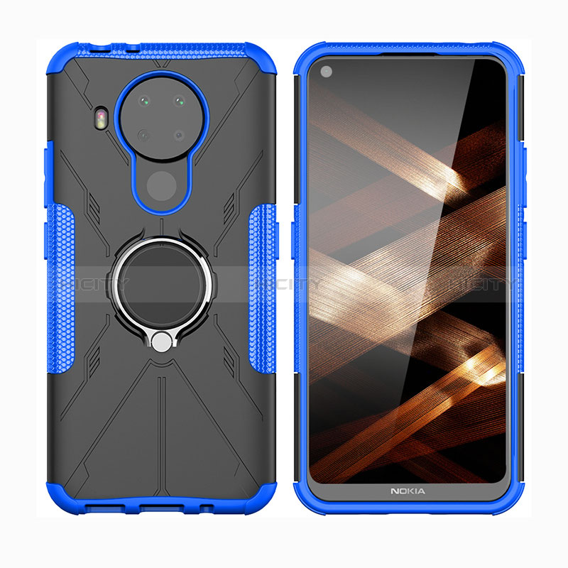 Funda Bumper Silicona y Plastico Mate Carcasa con Magnetico Anillo de dedo Soporte JX2 para Nokia 5.4