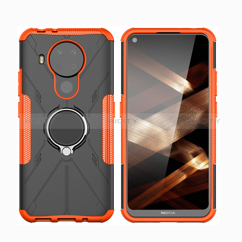 Funda Bumper Silicona y Plastico Mate Carcasa con Magnetico Anillo de dedo Soporte JX2 para Nokia 5.4