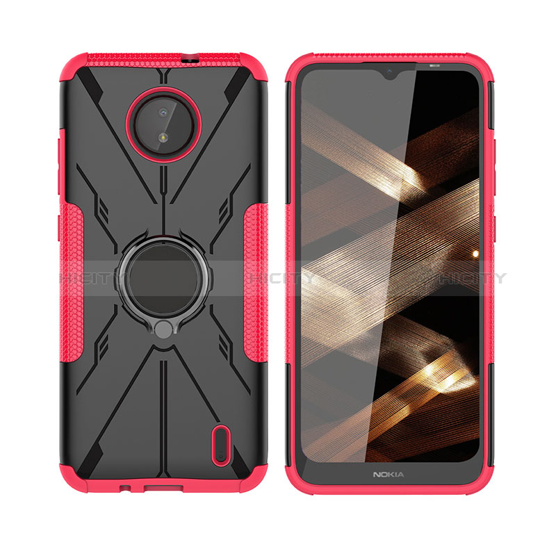 Funda Bumper Silicona y Plastico Mate Carcasa con Magnetico Anillo de dedo Soporte JX2 para Nokia C10