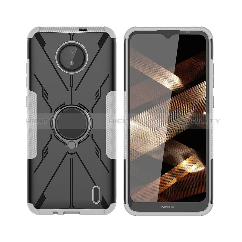 Funda Bumper Silicona y Plastico Mate Carcasa con Magnetico Anillo de dedo Soporte JX2 para Nokia C10