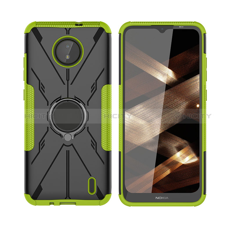 Funda Bumper Silicona y Plastico Mate Carcasa con Magnetico Anillo de dedo Soporte JX2 para Nokia C10