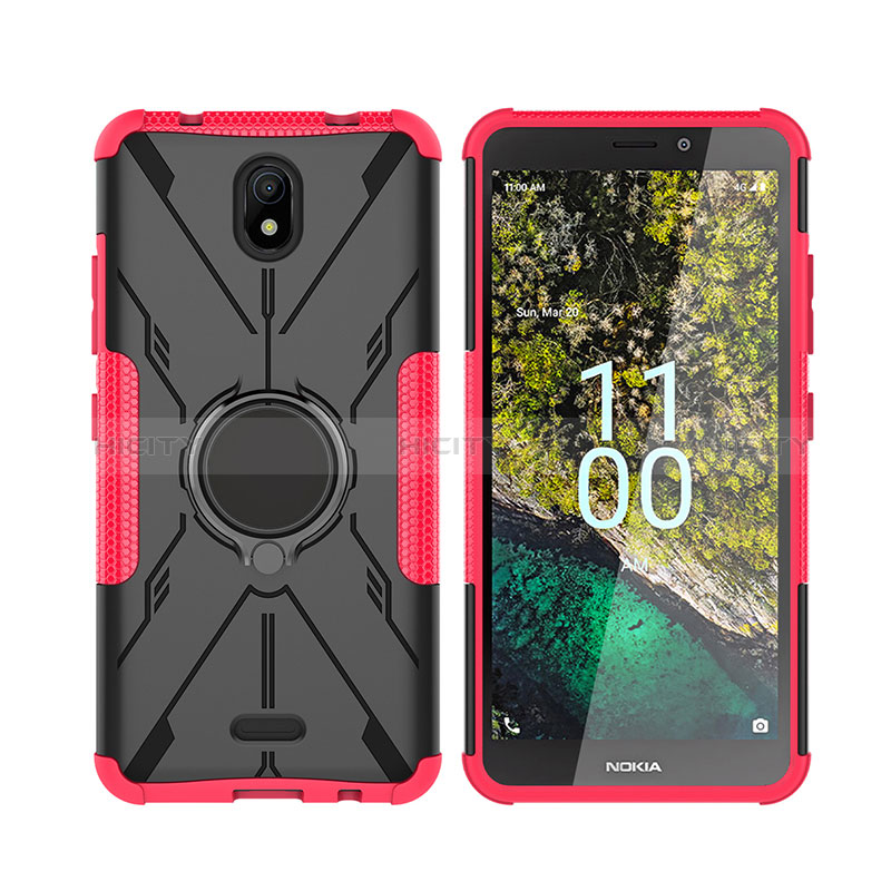 Funda Bumper Silicona y Plastico Mate Carcasa con Magnetico Anillo de dedo Soporte JX2 para Nokia C100