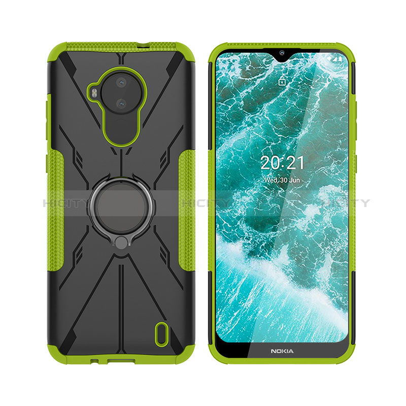 Funda Bumper Silicona y Plastico Mate Carcasa con Magnetico Anillo de dedo Soporte JX2 para Nokia C30