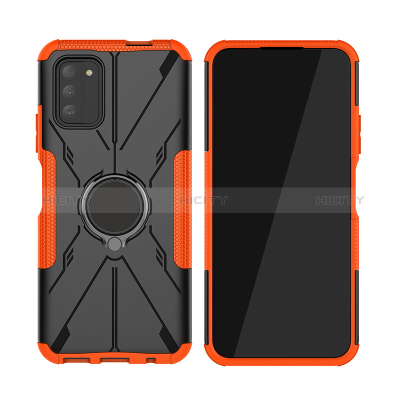 Funda Bumper Silicona y Plastico Mate Carcasa con Magnetico Anillo de dedo Soporte JX2 para Nokia G100 Naranja