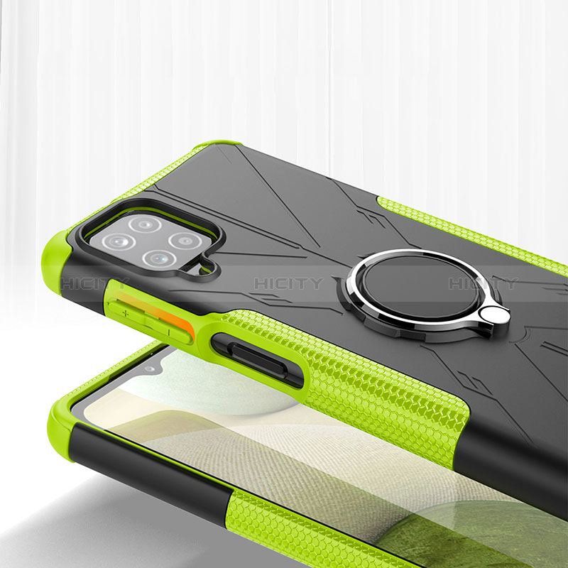 Funda Bumper Silicona y Plastico Mate Carcasa con Magnetico Anillo de dedo Soporte JX2 para Samsung Galaxy A12