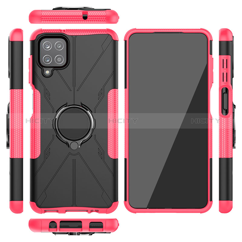 Funda Bumper Silicona y Plastico Mate Carcasa con Magnetico Anillo de dedo Soporte JX2 para Samsung Galaxy A12