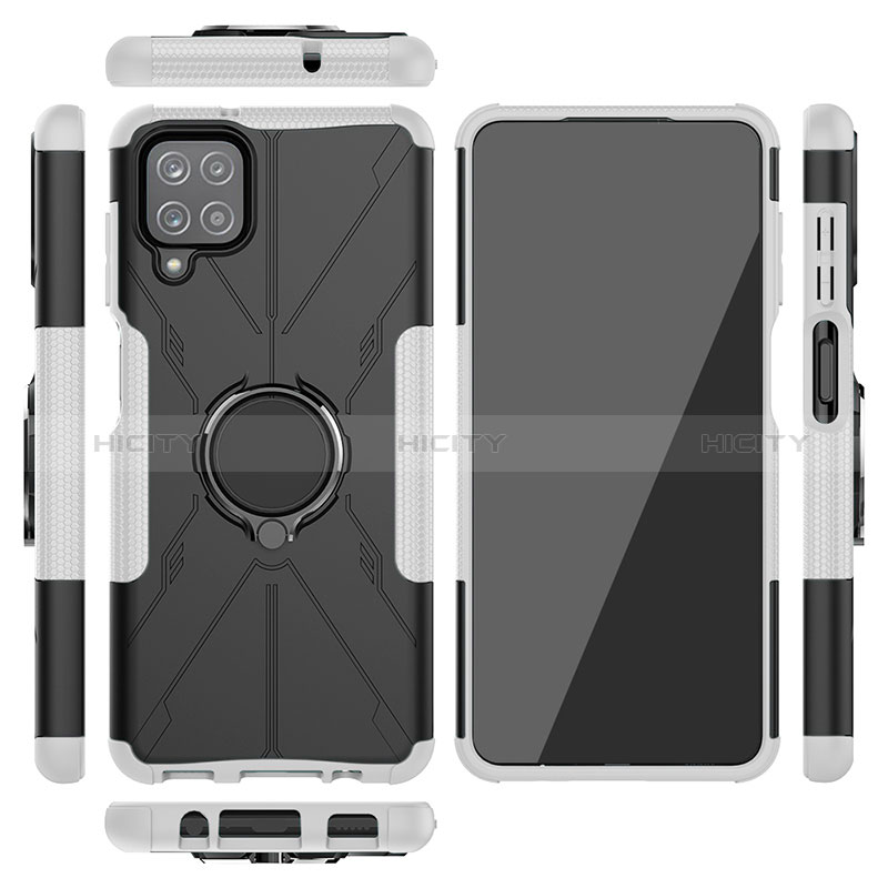 Funda Bumper Silicona y Plastico Mate Carcasa con Magnetico Anillo de dedo Soporte JX2 para Samsung Galaxy A12