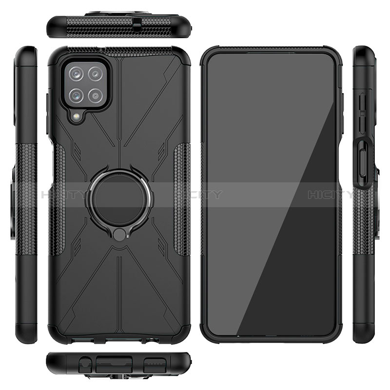 Funda Bumper Silicona y Plastico Mate Carcasa con Magnetico Anillo de dedo Soporte JX2 para Samsung Galaxy A12