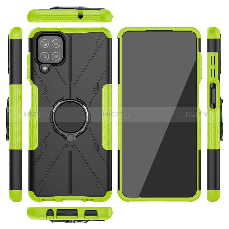 Funda Bumper Silicona y Plastico Mate Carcasa con Magnetico Anillo de dedo Soporte JX2 para Samsung Galaxy A12