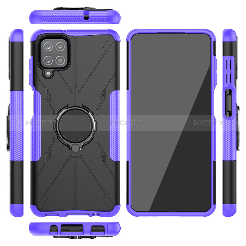 Funda Bumper Silicona y Plastico Mate Carcasa con Magnetico Anillo de dedo Soporte JX2 para Samsung Galaxy A12