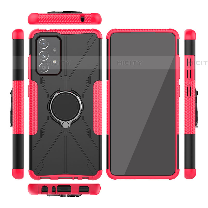 Funda Bumper Silicona y Plastico Mate Carcasa con Magnetico Anillo de dedo Soporte JX2 para Samsung Galaxy A52 4G