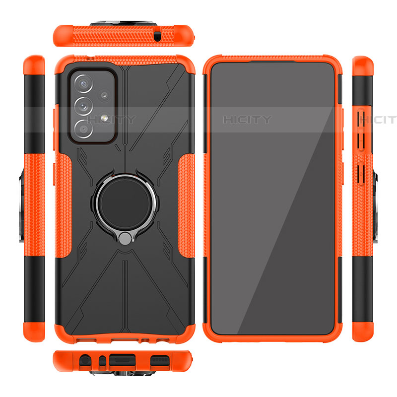 Funda Bumper Silicona y Plastico Mate Carcasa con Magnetico Anillo de dedo Soporte JX2 para Samsung Galaxy A52 4G