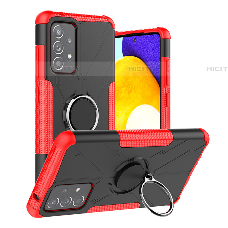 Funda Bumper Silicona y Plastico Mate Carcasa con Magnetico Anillo de dedo Soporte JX2 para Samsung Galaxy A52 4G Rojo