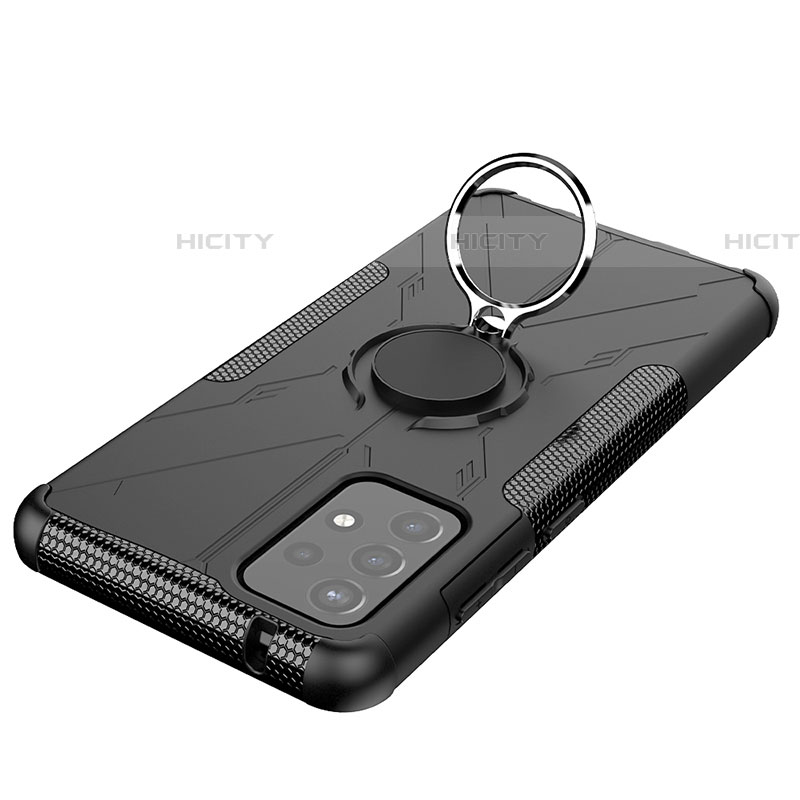 Funda Bumper Silicona y Plastico Mate Carcasa con Magnetico Anillo de dedo Soporte JX2 para Samsung Galaxy A72 4G