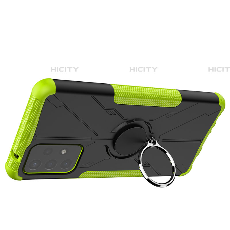 Funda Bumper Silicona y Plastico Mate Carcasa con Magnetico Anillo de dedo Soporte JX2 para Samsung Galaxy A72 5G Verde