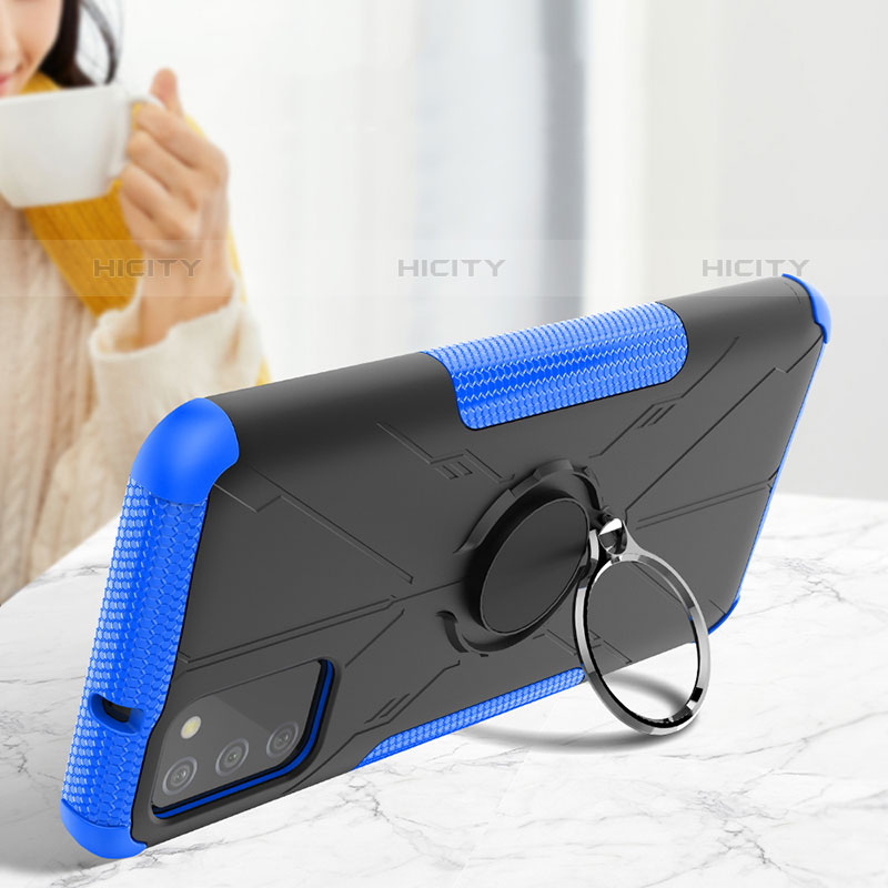 Funda Bumper Silicona y Plastico Mate Carcasa con Magnetico Anillo de dedo Soporte JX2 para Samsung Galaxy M02s