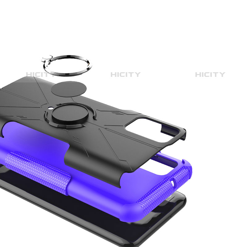 Funda Bumper Silicona y Plastico Mate Carcasa con Magnetico Anillo de dedo Soporte JX2 para Samsung Galaxy M02s