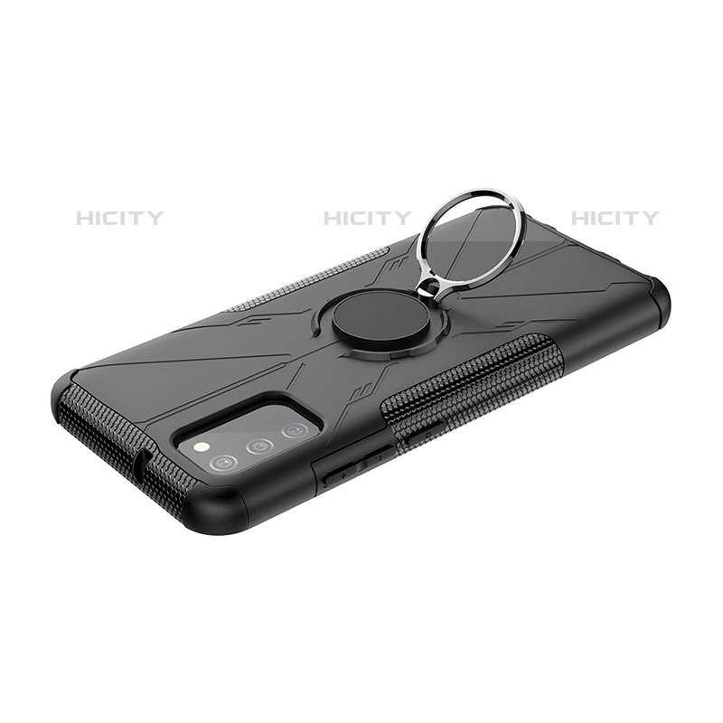 Funda Bumper Silicona y Plastico Mate Carcasa con Magnetico Anillo de dedo Soporte JX2 para Samsung Galaxy M02s