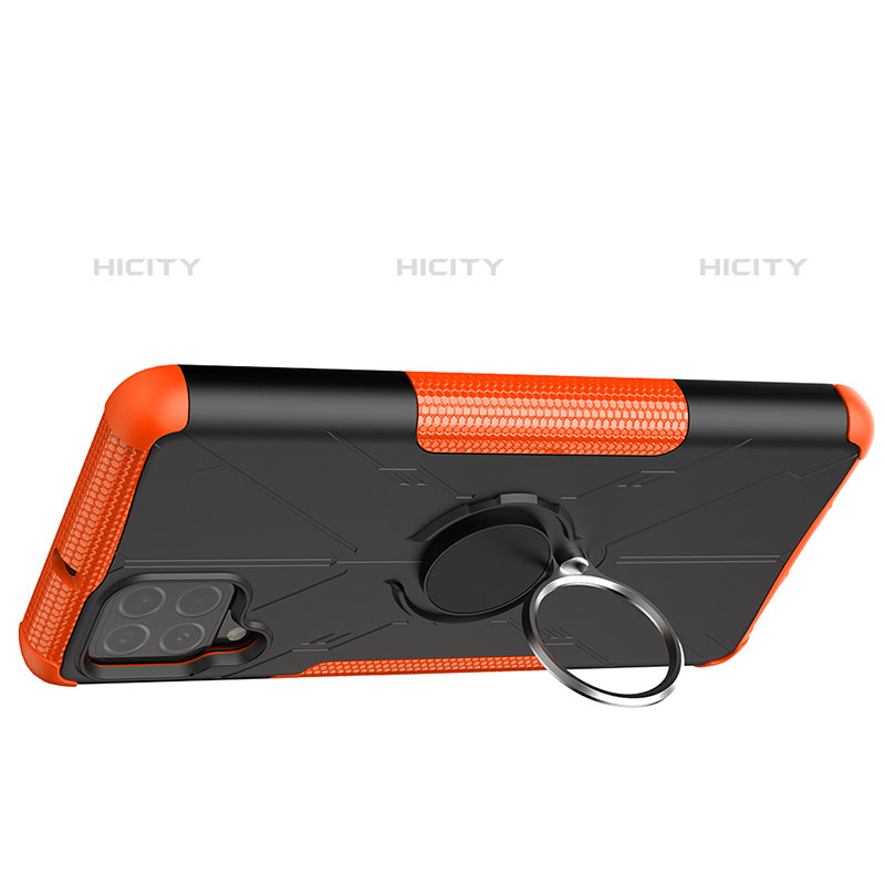 Funda Bumper Silicona y Plastico Mate Carcasa con Magnetico Anillo de dedo Soporte JX2 para Samsung Galaxy M62 4G Naranja