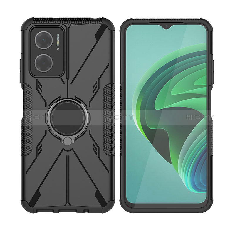 Funda Bumper Silicona y Plastico Mate Carcasa con Magnetico Anillo de dedo Soporte JX2 para Xiaomi Redmi 10 Prime Plus 5G Negro