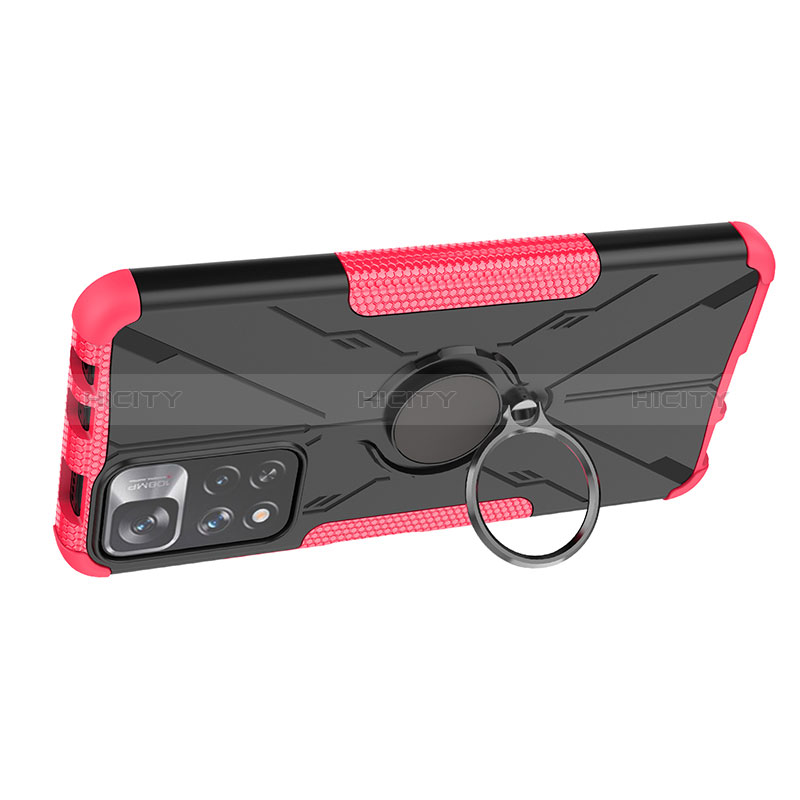 Funda Bumper Silicona y Plastico Mate Carcasa con Magnetico Anillo de dedo Soporte JX2 para Xiaomi Redmi Note 11 Pro+ Plus 5G