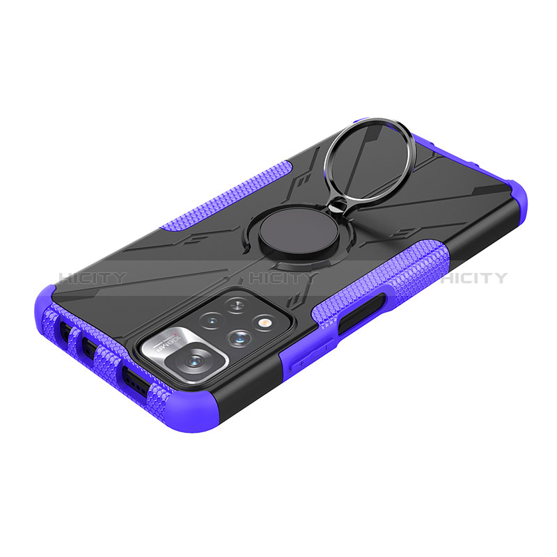 Funda Bumper Silicona y Plastico Mate Carcasa con Magnetico Anillo de dedo Soporte JX2 para Xiaomi Redmi Note 11 Pro+ Plus 5G