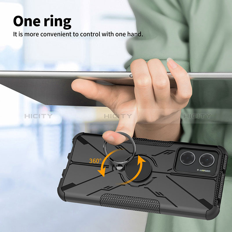 Funda Bumper Silicona y Plastico Mate Carcasa con Magnetico Anillo de dedo Soporte JX2 para Xiaomi Redmi Note 11E 5G