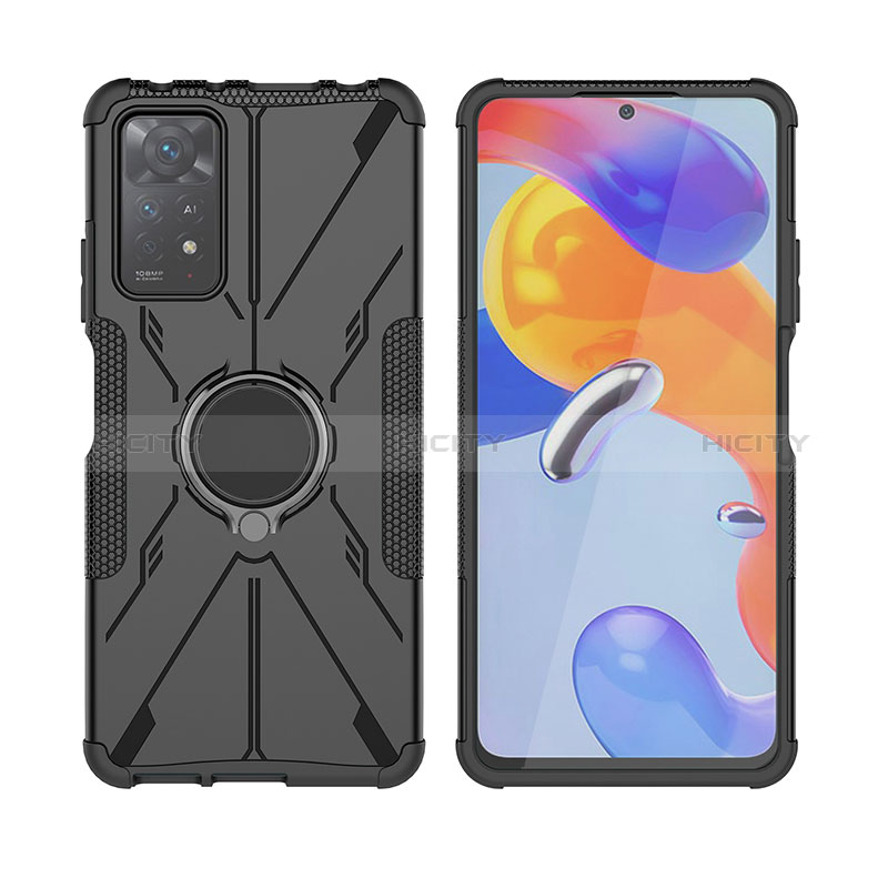 Funda Bumper Silicona y Plastico Mate Carcasa con Magnetico Anillo de dedo Soporte JX2 para Xiaomi Redmi Note 12 Pro 4G