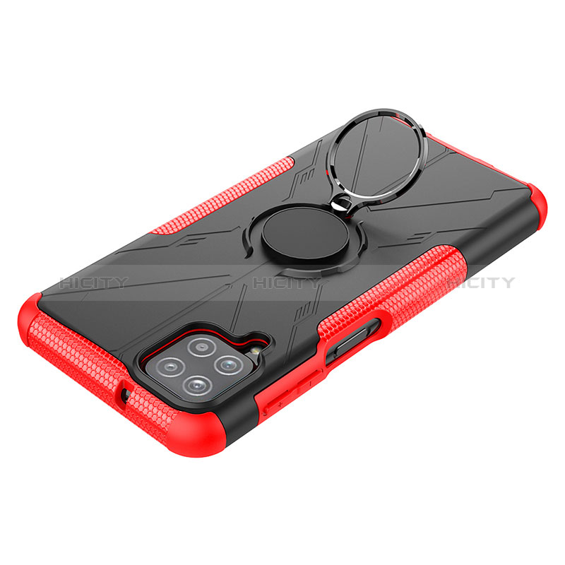 Funda Bumper Silicona y Plastico Mate Carcasa con Magnetico Anillo de dedo Soporte JX3 para Samsung Galaxy A12 5G Rojo