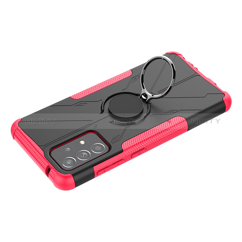 Funda Bumper Silicona y Plastico Mate Carcasa con Magnetico Anillo de dedo Soporte JX3 para Samsung Galaxy A52s 5G Rosa Roja