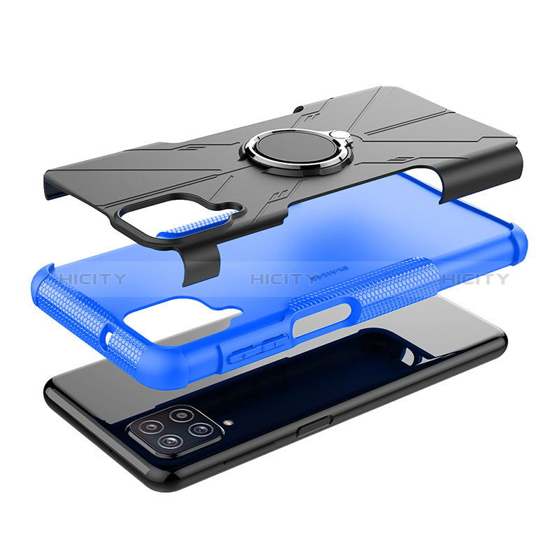 Funda Bumper Silicona y Plastico Mate Carcasa con Magnetico Anillo de dedo Soporte JX3 para Samsung Galaxy M12