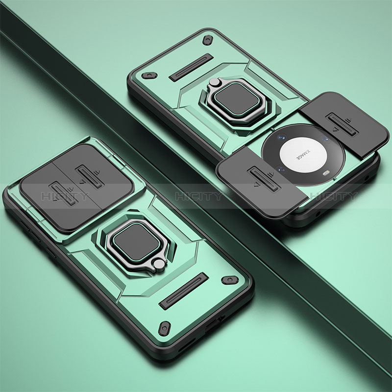 Funda Bumper Silicona y Plastico Mate Carcasa con Magnetico Anillo de dedo Soporte K1C para Huawei Mate 60