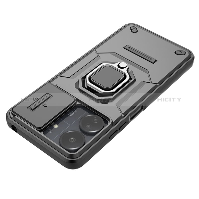 Funda Bumper Silicona y Plastico Mate Carcasa con Magnetico Anillo de dedo Soporte K1C para Xiaomi Poco C65