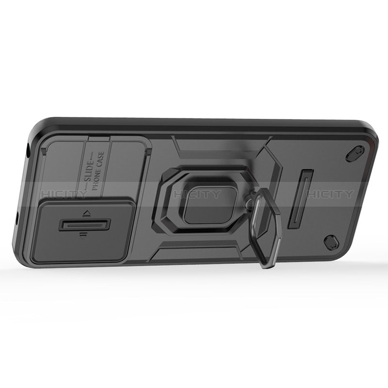 Funda Bumper Silicona y Plastico Mate Carcasa con Magnetico Anillo de dedo Soporte K1C para Xiaomi Redmi Note 12 4G