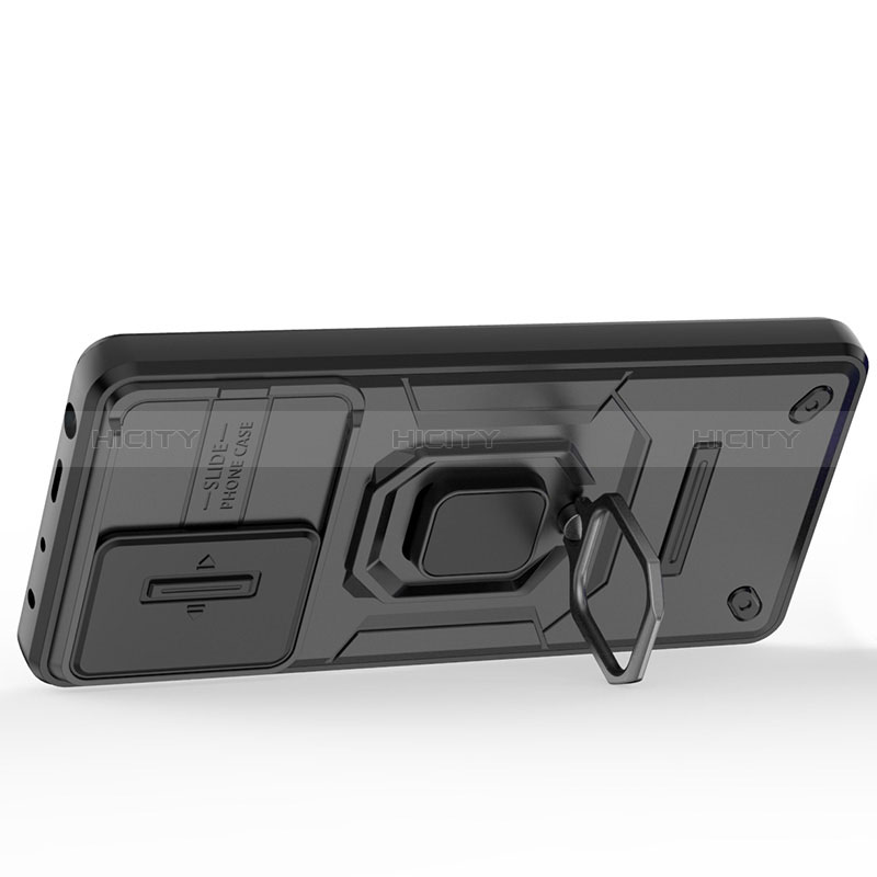 Funda Bumper Silicona y Plastico Mate Carcasa con Magnetico Anillo de dedo Soporte K1C para Xiaomi Redmi Note 12 Explorer