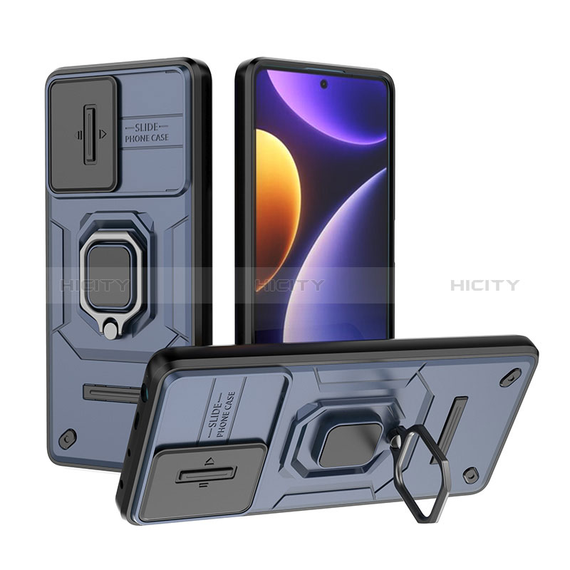 Funda Bumper Silicona y Plastico Mate Carcasa con Magnetico Anillo de dedo Soporte K1C para Xiaomi Redmi Note 12 Turbo 5G