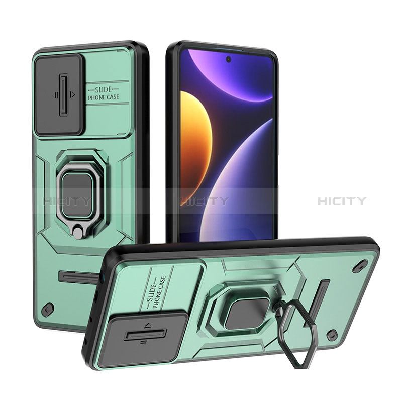 Funda Bumper Silicona y Plastico Mate Carcasa con Magnetico Anillo de dedo Soporte K1C para Xiaomi Redmi Note 12 Turbo 5G