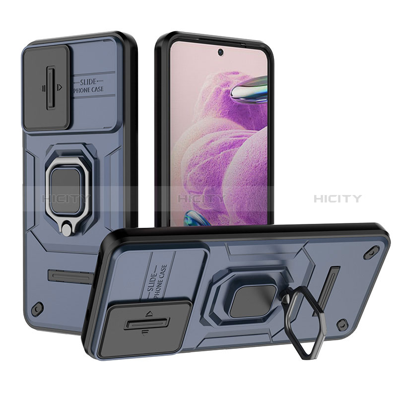 Funda Bumper Silicona y Plastico Mate Carcasa con Magnetico Anillo de dedo Soporte K1C para Xiaomi Redmi Note 12S