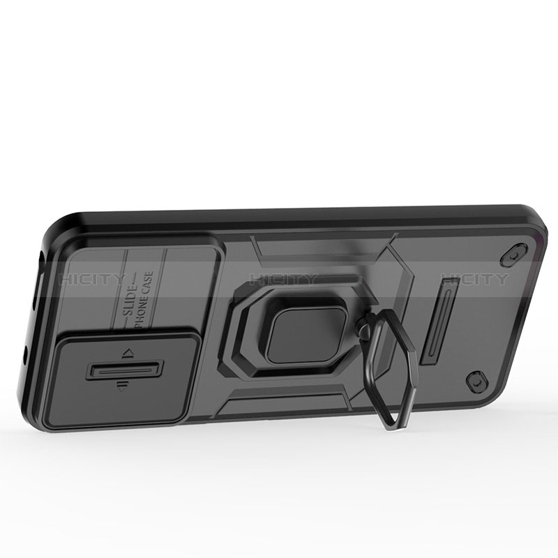 Funda Bumper Silicona y Plastico Mate Carcasa con Magnetico Anillo de dedo Soporte K1C para Xiaomi Redmi Note 12S