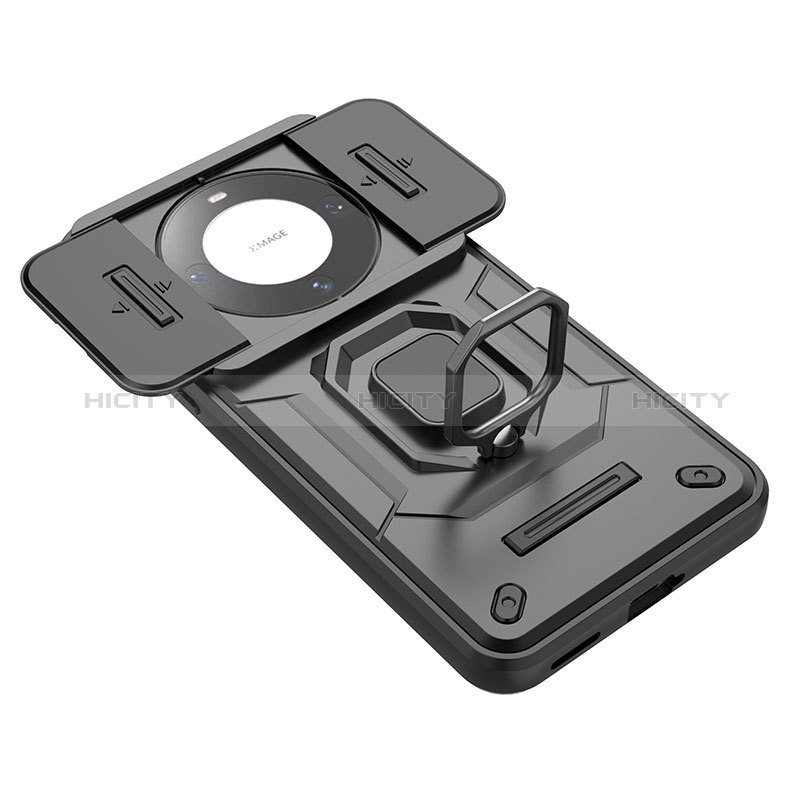 Funda Bumper Silicona y Plastico Mate Carcasa con Magnetico Anillo de dedo Soporte K2C para Huawei Mate 60 Pro