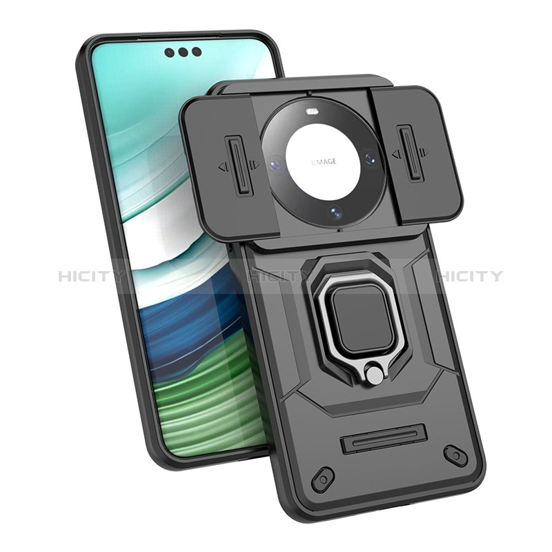 Funda Bumper Silicona y Plastico Mate Carcasa con Magnetico Anillo de dedo Soporte K2C para Huawei Mate 60 Pro+ Plus