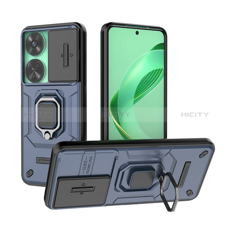 Funda Bumper Silicona y Plastico Mate Carcasa con Magnetico Anillo de dedo Soporte K2C para Huawei Nova 11 SE