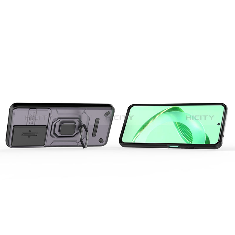 Funda Bumper Silicona y Plastico Mate Carcasa con Magnetico Anillo de dedo Soporte K2C para Huawei Nova 11 SE