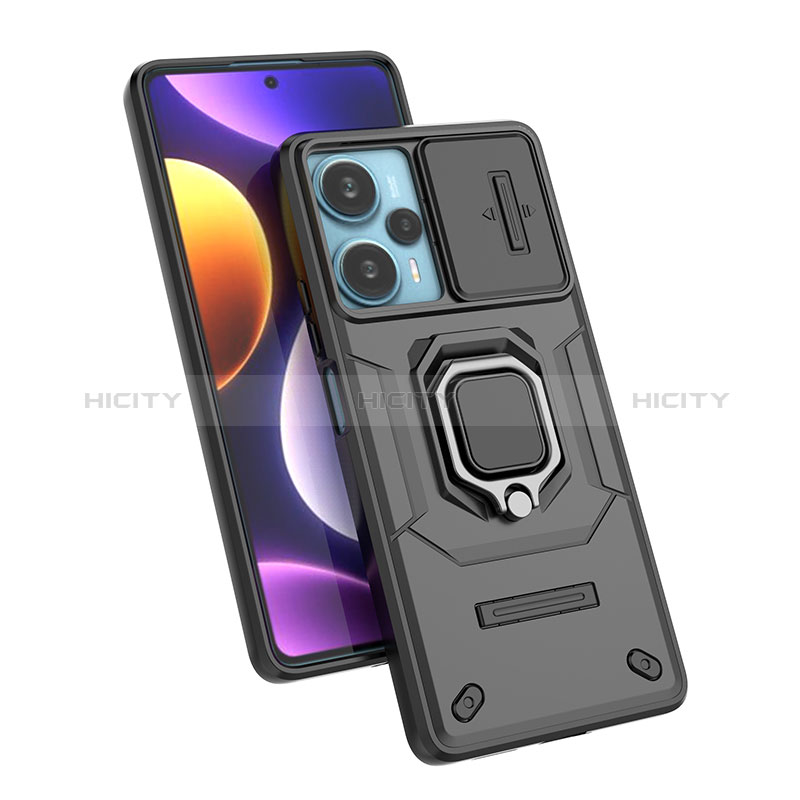 Funda Bumper Silicona y Plastico Mate Carcasa con Magnetico Anillo de dedo Soporte K2C para Xiaomi Redmi Note 12 Turbo 5G