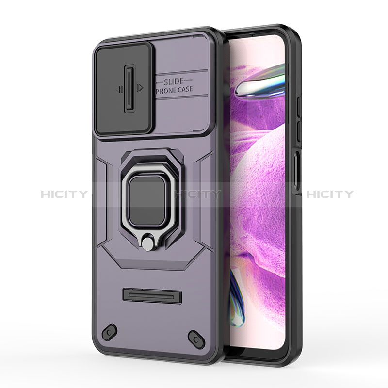 Funda Bumper Silicona y Plastico Mate Carcasa con Magnetico Anillo de dedo Soporte K2C para Xiaomi Redmi Note 12S