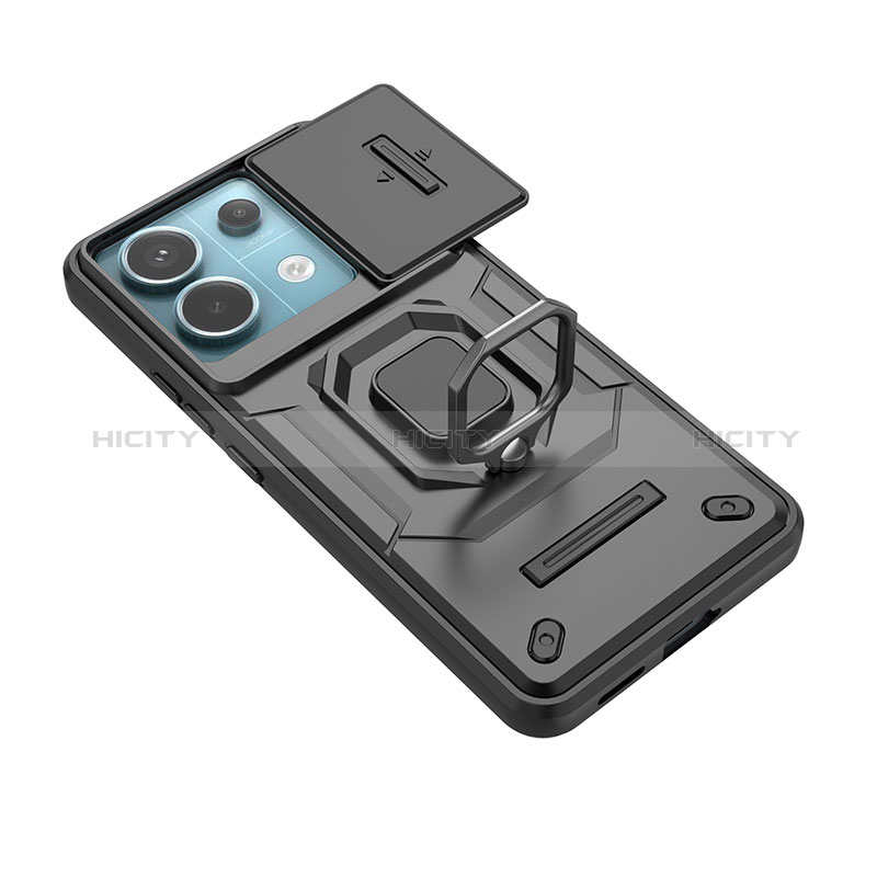 Funda Bumper Silicona y Plastico Mate Carcasa con Magnetico Anillo de dedo Soporte K2C para Xiaomi Redmi Note 13 Pro 5G